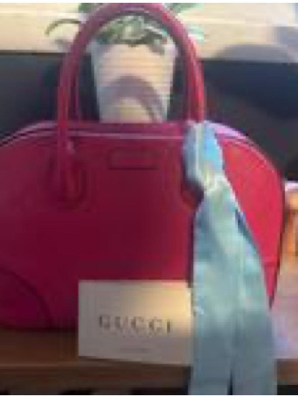 Gucci Pink Dome Satchel with Blue Scarf Accent